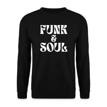Funk & Souls : Typographie des grooves rétro - Sweat-shirt Unisexe - noir - Devant - Alina (178cm) & Michal (187cm)