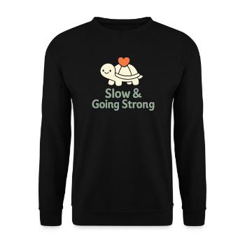 Sanfte Erziehungsidentität, Langsames - Unisex Pullover - Schwarz - Vorne - Alina (178cm) & Michal (187cm)