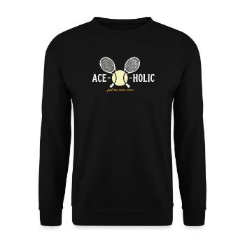 Tennis Ace-o-holic Fun Hoodie, Shirt, bag - Unisex Pullover - Schwarz - Vorne - Alina (178cm) & Michal (187cm)
