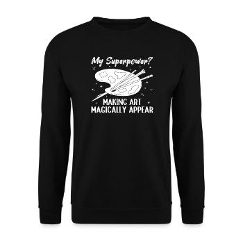 Funny Artist Painter Superpower Making Art Gift - Unisex Pullover - Schwarz - Vorne - Alina (178cm) & Michal (187cm)
