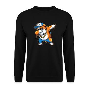 Urban Bulldog Dab Street Art Illustration - Unisex Pullover - Schwarz - Vorne - Alina (178cm) & Michal (187cm)