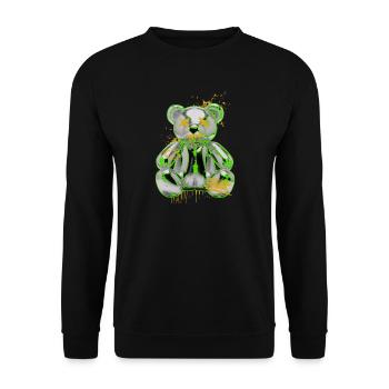 Graffiti Teddybär Rebellion Urban Art - Unisex Pullover - Schwarz - Vorne - Alina (178cm) & Michal (187cm)