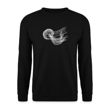 Leuchtqualle im Wasser - Unisex Pullover - Schwarz - Vorne - Alina (178cm) & Michal (187cm)