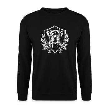 Blason : mastiff dans l’écu - Sweat-shirt Unisexe - noir - Devant - Alina (178cm) & Michal (187cm)