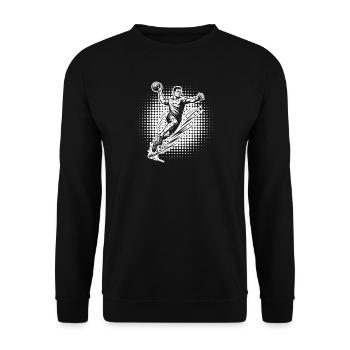 Handball Fans aufgepasst schlichtes Statement für - Unisex Pullover - Schwarz - Vorne - Alina (178cm) & Michal (187cm)