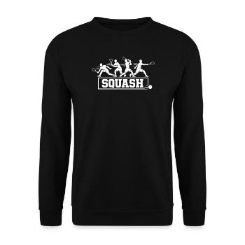 Retro Squash Spieler-Actionsequenz Silhouetten-Kunst - Unisex Pullover - Schwarz - Vorne - Alina (178cm) & Michal (187cm)