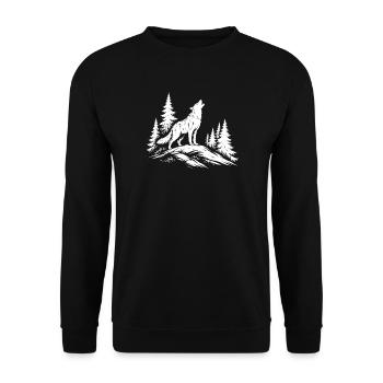 loup hurlant - Sweat-shirt Unisexe - noir - Devant - Alina (178cm) & Michal (187cm)