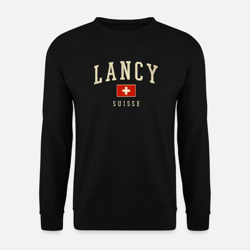 Lancy Suisse – Städteflair mit Flagge - Unisex Pullover - Schwarz