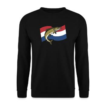 Pike Fishing Netherlands Holland - Unisex Sweatshirt - black - Front - Alina (178cm) & Michal (187cm)