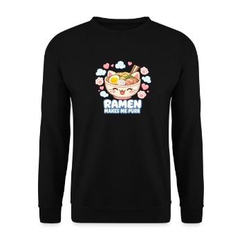 Kawaii Cat Ramen Noodles Anime Cat - Unisex Sweatshirt - black - Front - Alina (178cm) & Michal (187cm)