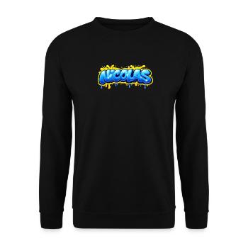 NICOLAS GRAFFITI NAME FOR PERFECT GIFT PRINTABLE - Unisex Sweatshirt - black - Front - Alina (178cm) & Michal (187cm)