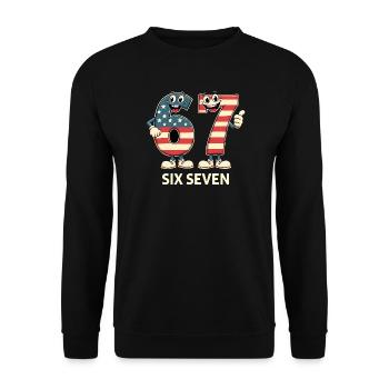 US Flag 67 Memes Six Seven - Unisex Sweatshirt - black - Front - Alina (178cm) & Michal (187cm)