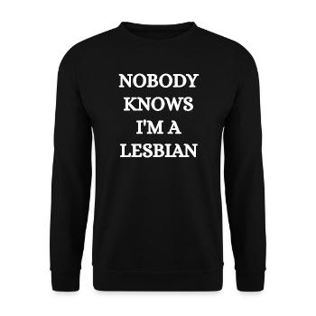 Nobody Knows I'm A Lesbian Shirt Y2K LGBTQ Funny - Unisex Sweatshirt - black - Front - Alina (178cm) & Michal (187cm)