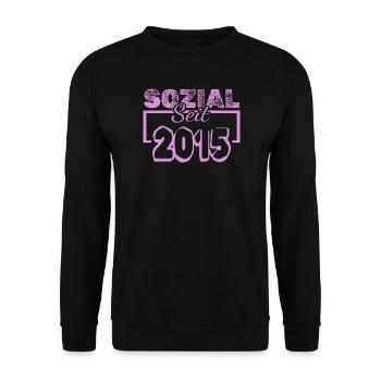Sozial Seit 2013 Pink - Unisex Pullover - Schwarz - Vorne - Alina (178cm) & Michal (187cm)