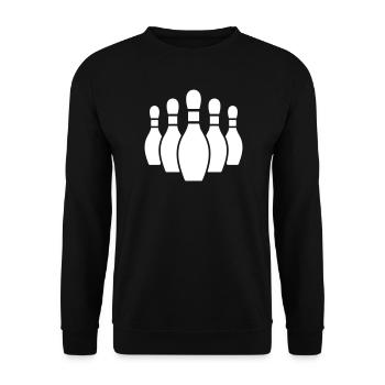 Bowling Pins Silhouette - Unisex Pullover - Schwarz - Vorne - Alina (178cm) & Michal (187cm)