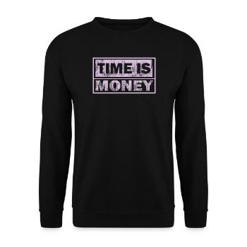 Zeit ist Geld Neon-Panel - Unisex Pullover - Schwarz - Vorne - Alina (178cm) & Michal (187cm)