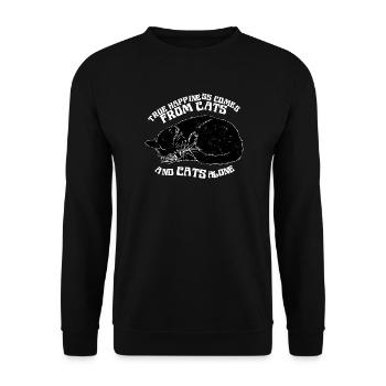 TRUE HAPPINESS COMES FROM CATS - Unisex Sweatshirt - black - Front - Alina (178cm) & Michal (187cm)
