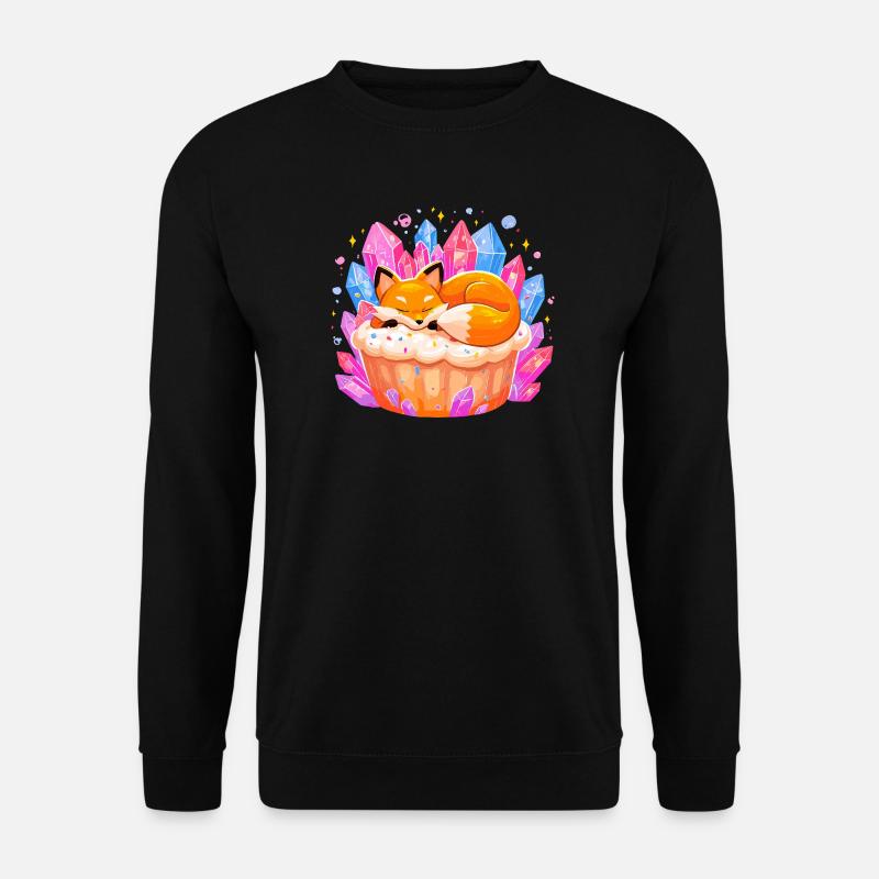 Schlafender Fuchs im Kristallcupcake - Unisex Pullover - Schwarz