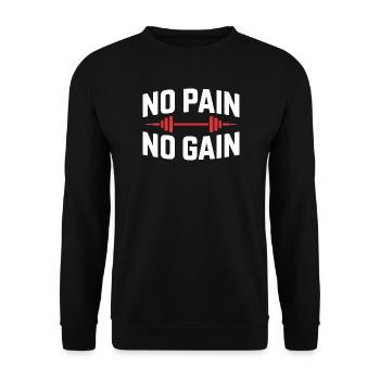 No Pain No Gain – Classic Gym Saying - Unisex Sweatshirt - black - Front - Alina (178cm) & Michal (187cm)