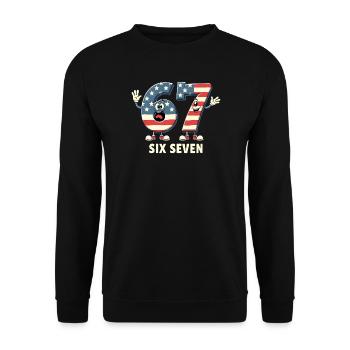 US Flag 67 Memes Six Seven - Unisex Sweatshirt - black - Front - Alina (178cm) & Michal (187cm)