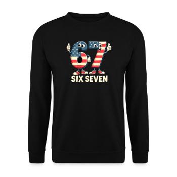 US Flag 67 Memes Six Seven - Unisex Sweatshirt - black - Front - Alina (178cm) & Michal (187cm)
