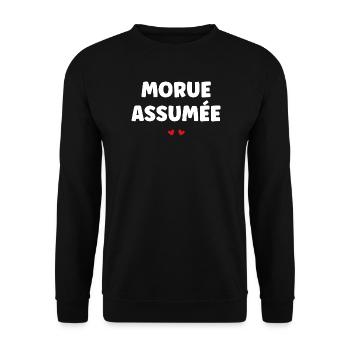Morue Assumée - Sweat-shirt Unisexe - noir - Devant - Alina (178cm) & Michal (187cm)
