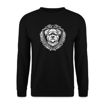 Wappen-Hundekopf im Schild - Unisex Pullover - Schwarz - Vorne - Alina (178cm) & Michal (187cm)