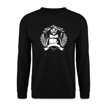 Pinguin Wappen Crest - Unisex Pullover - Schwarz - Vorne - Alina (178cm) & Michal (187cm)