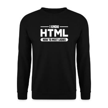 HTML Humor Code Programmer Saying - Unisex Sweatshirt - black - Front - Alina (178cm) & Michal (187cm)