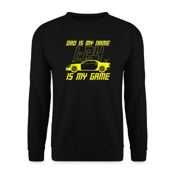 Dad Is My Name 1:24 Is My Game Racer Slot Race - Unisex Sweatshirt - black - Front - Alina (178cm) & Michal (187cm)