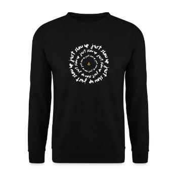 Just Show Up — Discipline Mindset Design - Unisex Sweatshirt - black - Front - Alina (178cm) & Michal (187cm)
