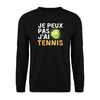 Graphic Original I Can't I Tennis - Unisex Pullover - Schwarz - Vorne - Alina (178cm) & Michal (187cm)