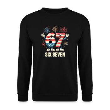 US Flag 67 Memes Six Seven - Unisex Sweatshirt - black - Front - Alina (178cm) & Michal (187cm)