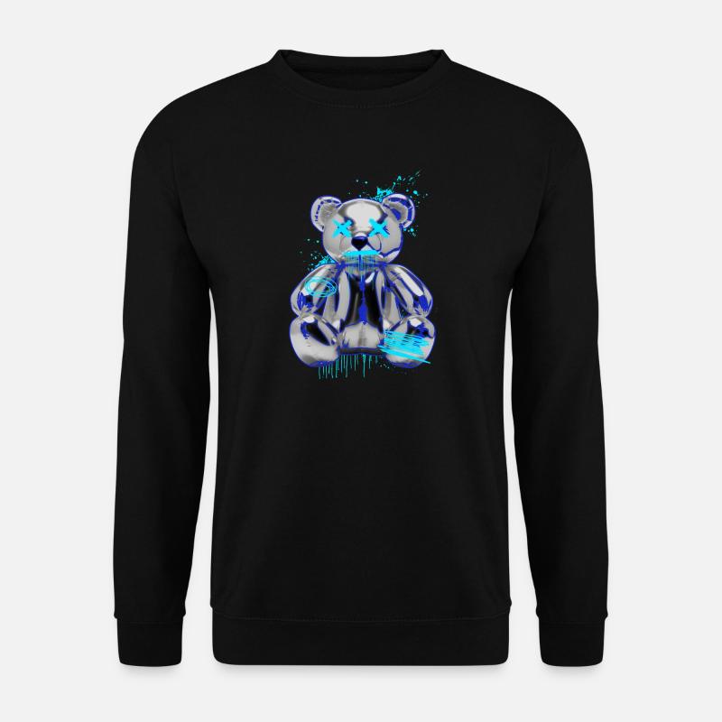 Graffiti-Bär Neon Tropfen Teddybär - Unisex Pullover - Schwarz