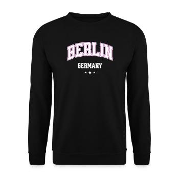 Berlin Pink Varsity Germany - Unisex Sweatshirt - black - Front - Alina (178cm) & Michal (187cm)