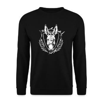 Esel Schild Laub-Wappen - Unisex Pullover - Schwarz - Vorne - Alina (178cm) & Michal (187cm)