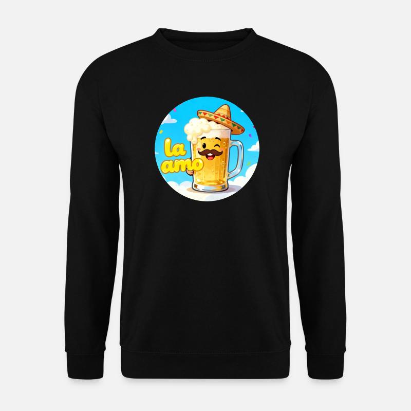 Beer with Hat and Mustache - Unisex Sweatshirt - black