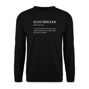 Lustige Elektriker-Technische Bedeutungsbeschreibung - Unisex Pullover - Schwarz - Vorne - Alina (178cm) & Michal (187cm)