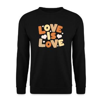 Love Is Love Pastel Letters - Unisex Pullover - Schwarz - Vorne - Alina (178cm) & Michal (187cm)