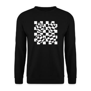 Kugelförmige karierte Illusion - Unisex Pullover - Schwarz - Vorne - Alina (178cm) & Michal (187cm)