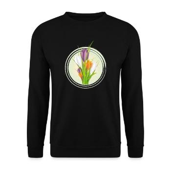 Delicate colorful crocuses in the spring circle - Unisex Sweatshirt - black - Front - Alina (178cm) & Michal (187cm)