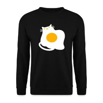 Funny Cat as Fried Egg Cooking Chef - Unisex Sweatshirt - black - Front - Alina (178cm) & Michal (187cm)