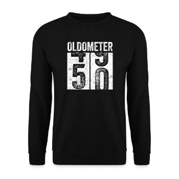 Oldometer 50 – Lustiges 50. Geburtstag  - Unisex Pullover - Schwarz - Vorne - Alina (178cm) & Michal (187cm)