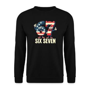 US Flag 67 Memes Six Seven - Unisex Sweatshirt - black - Front - Alina (178cm) & Michal (187cm)