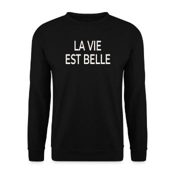 La Vie Est Belle – Französischer Chic - Unisex Pullover - Schwarz - Vorne - Alina (178cm) & Michal (187cm)