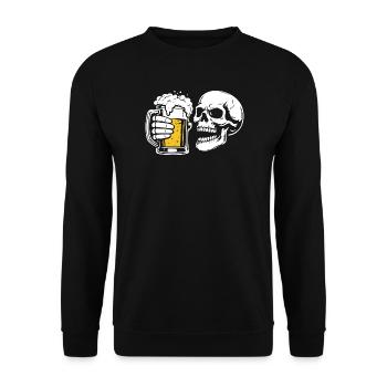 Skull with Beer Mug – Beer & Skull Shirt - Unisex Sweatshirt - black - Front - Alina (178cm) & Michal (187cm)