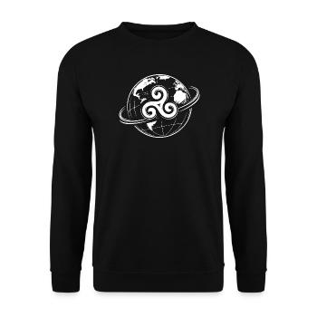 Bretonischer Triskel Globe Keltische Bretagne - Unisex Pullover - Schwarz - Vorne - Alina (178cm) & Michal (187cm)