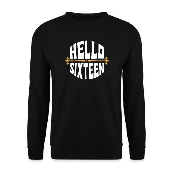Hello Sixteen Vintage Birthday Tee - Unisex Sweatshirt - black - Front - Alina (178cm) & Michal (187cm)