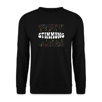 STIMMUNG – Konfetti Karneval Fasching Shirt - Unisex Pullover - Schwarz - Vorne - Alina (178cm) & Michal (187cm)
