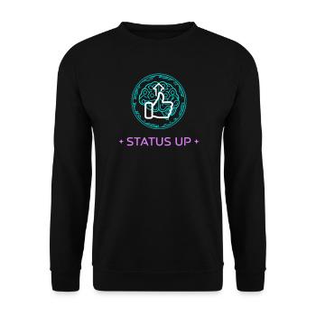Status Up Brain Gehirn Level Up AI - Unisex Sweatshirt - black - Front - Alina (178cm) & Michal (187cm)